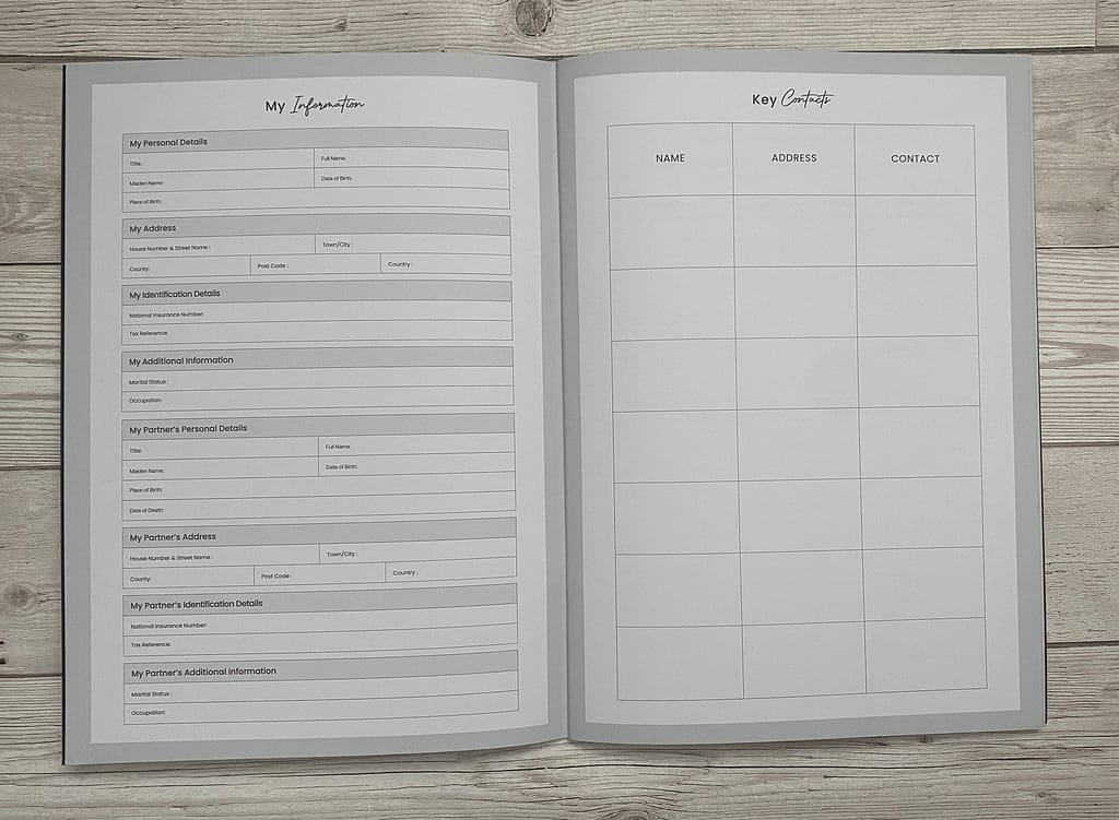 A guide for when I'm gone booklet with the My Important Documents