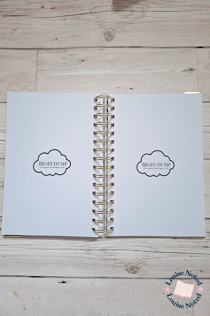 Brain dump section of the overthinker planner